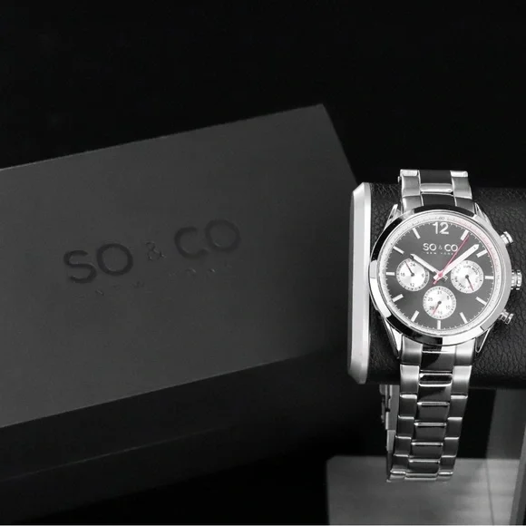 SO&CO New York Tribeca 5004 GMT 42mm Stainless Steel WatchBRAND NEW IN BOX